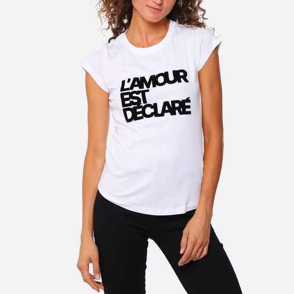 ZADIG AND VOLTAIRE Skinny L'amour Est Déclaré T-Shirt - Picture 1 of 6